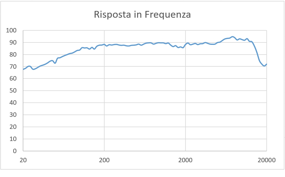 grafico dei punti rilevati importati in un foglio elettronico