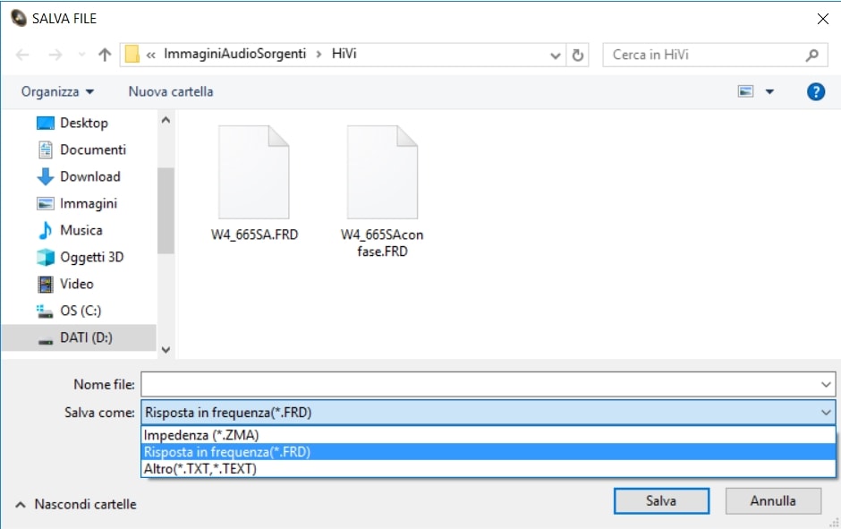 salva file col rilievo dei punti di un grafico